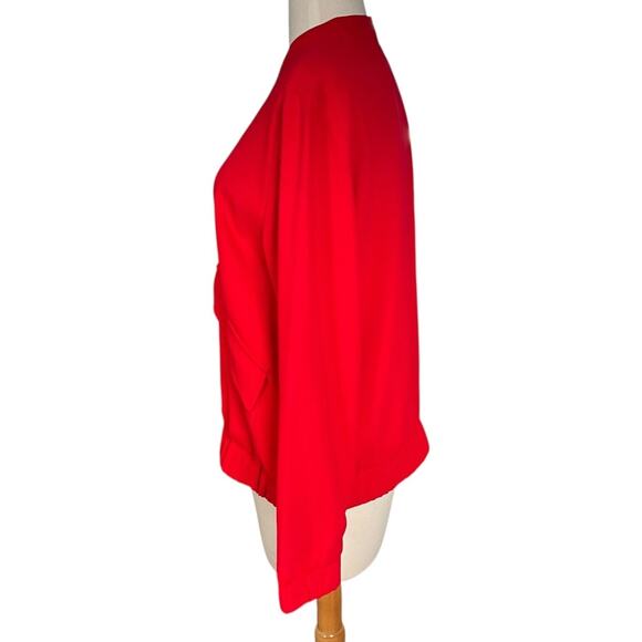 Chico's Clean Crepe Bomber Jacket Lightweight Red Polka Dot Lining Size 1 Zipper - Picture 4 of 11